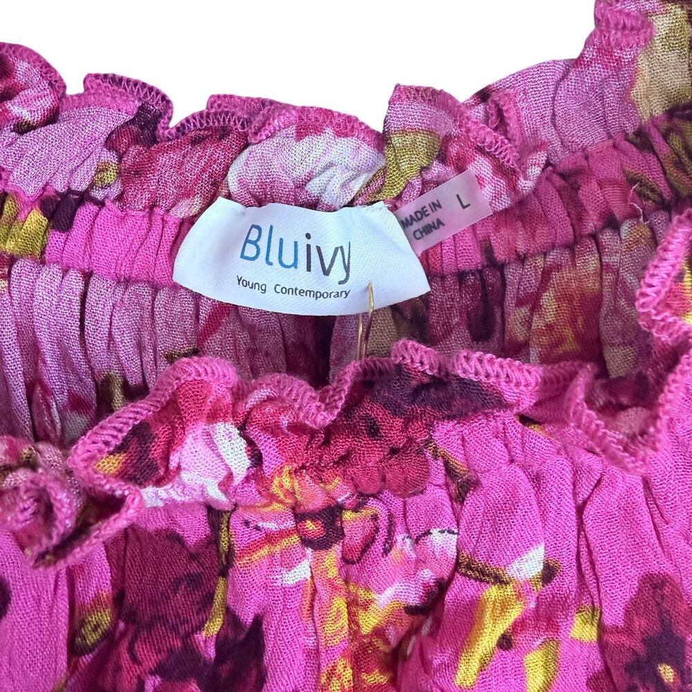 Floral Ruffle Neck Off The Shoulder Blouse LARGE - Picture 8 of 8